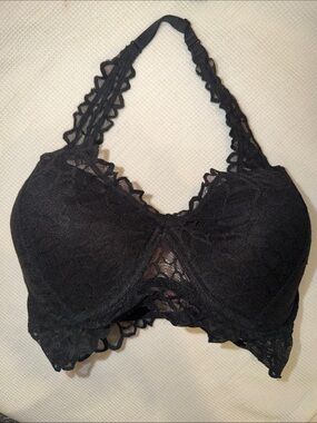 PINK Victoria's Secret Black Lace Halter Bralette